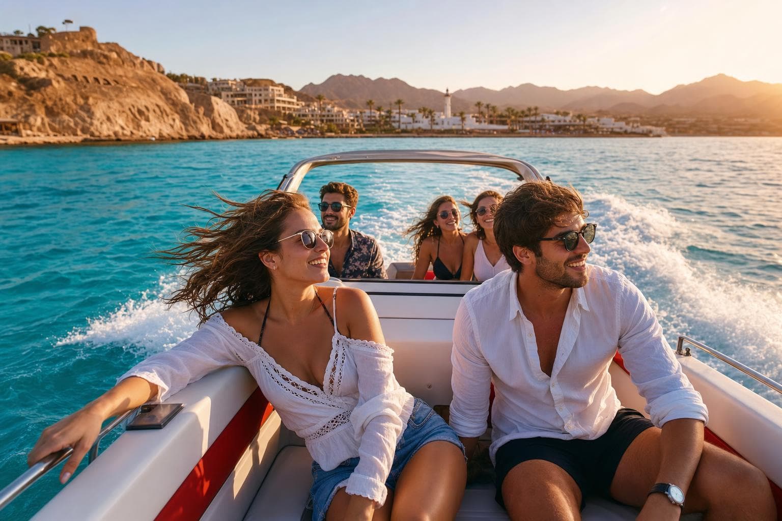 Tourists enjoying the Red Sea